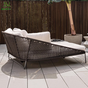 Corde tissée aluminium Double lit de bronzage chaise longue surdimensionnée extérieure imperméable Chaise longue chaise pour hôtel - Product Image 2