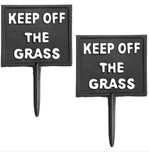 Cast Iron Please <strong>Keep</strong> <strong>Off</strong> <strong>the</strong> <strong>Grass</strong> Yard <strong>Sign</strong> Stake Square <strong>Grass</strong> Warning <strong>Sign</strong> Heavy Metal <strong>Grass</strong> Stay <strong>Off</strong> <strong>Sign</strong> Spike Garden Hose - Product Image 1
