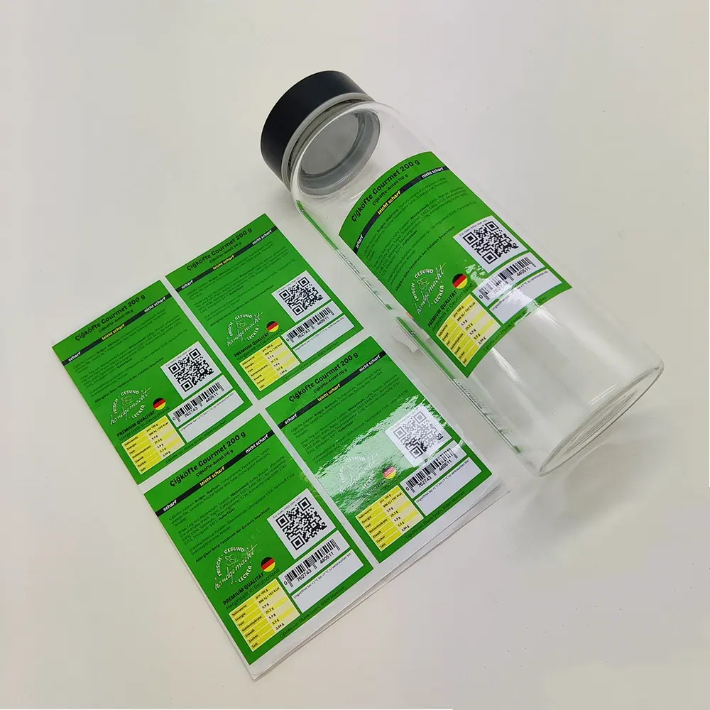 कस्टम मुद्रित सस्ते ग्रीन निविड़ अंधकार स्वयं चिपकने वाला दैनिक उत्पाद पैकेजिंग बोतल रोल लेबल स्टीकर मुद्रण
