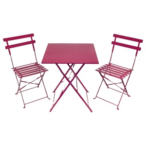 Juego de 3 uds., juego de bistro ligero de alta calidad, cómodo juego de sillas de <span class=keywords><strong>mesa</strong></span> plegables de metal, muebles de jardín y patio para exteriores - Product Image 1