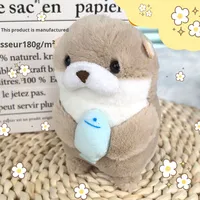 Porte-clés loutre en coton créatif, jouet en peluche pour sacs et poupées, couleur rouge