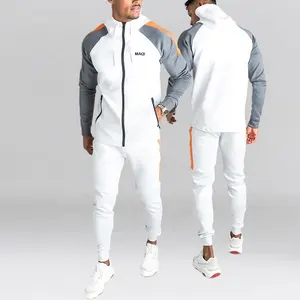 Atacado logotipo personalizado mens blank tech fleece jogging suit set ginásio treinamento sweatsuit poliéster agasalho unisex