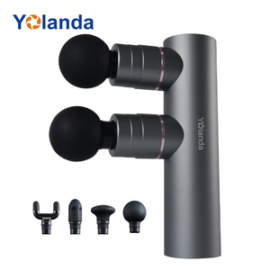 Pistola de masaje muscular de tejido profundo de doble cabeza inalámbrica de mano Masajeador de pistola de fascia de frecuencia inteligente profesional - Product Image 1