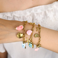 Bracelet en céramique avec pendentif dauphin, motif créature marine, en acier inoxydable, étanche, bijoux de plage