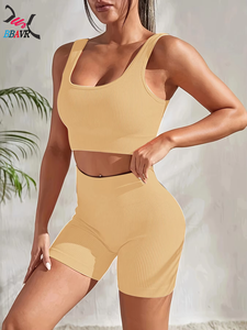Ensemble de soutien-gorge de sport pour femmes, ensemble de veste de yoga sans couture, ensembles courts pour femmes - Product Image 4