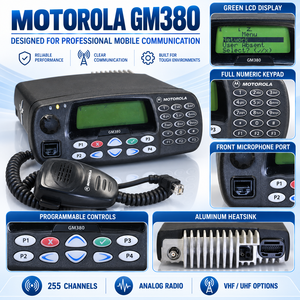 Motorola GM380 GM360 CDM1550 Analog Mobile Radio VHF UHF Display MHz Mobile Two Way Radio for Business Fleet Transport Team - Product Image 2
