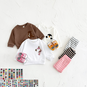 Automne INS enfants à capuche <span class=keywords><strong>caleçon</strong></span> ensemble bébé col rond avec licorne broderie à manches longues deux pièces motif de dessin animé - Product Image 1