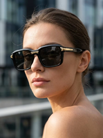 Nouvelles lunettes de soleil en acétate de qualité supérieure 2025, style rétro, monture épaisse de luxe, forme carrée, verres UV400, monture noire pour hommes et femmes