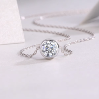 Kalung Moissanite Perak Sterling 925 Berkilau Klasik untuk Wanita, Hadiah Ulang Tahun Pernikahan