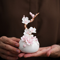 Vase en porcelaine blanche DREA avec motif de fleurs de prunier rouge, décoration de table, style zen asiatique, vase en céramique émaillée