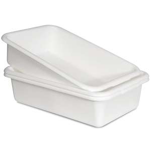 40 litros LxWxH 730x490x180mm Bandeja de plástico con borde en U redondo de forma rectangular blanca - Product Image 1