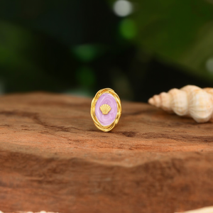 Anillo de Moda en Acero Inoxidable 316L con Baño de Oro PVD, Diseño de Concha Morada, Sostenible y Resistente - Product Image 3