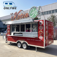 Onlywe Food Truck Mobile Entièrement Équipé de 18 pieds, Remorque Alimentaire Personnalisée avec Roues, Camionnette à Burgers en Acier Inoxydable, Remorque de Restauration