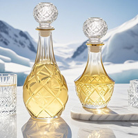 Carafe à vin en verre transparent de luxe Ru Star 500 ml avec bouchon hermétique et étiquettes sérigraphiées pour servir du vin et du whisky