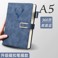 Carnet à anneaux en cuir personnalisé, format A5, avec reliure magnétique premium, feuilles mobiles, et logo privé sur mesure, bleu
