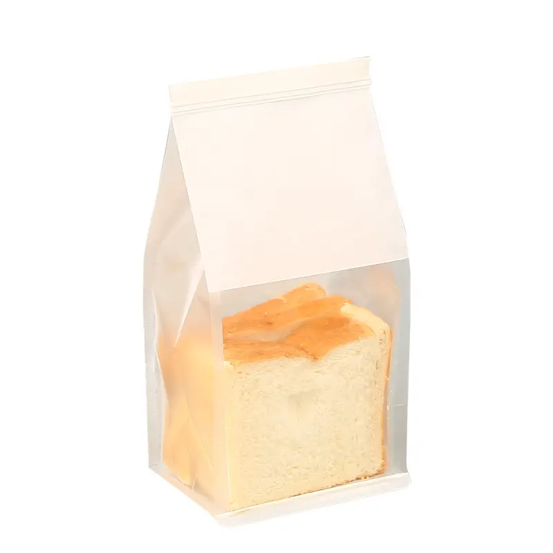 中国メーカークラフト紙パン包装袋ベーキングスクエアボトムペストリートーストパッケージ食品収納袋窓付き