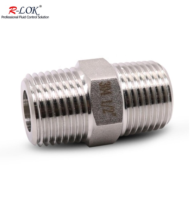 Stainless Steel 304 Equal Shape 1/4 NPT Threaded Hex Nipple Male Pipe Fittings AiMFG Brand