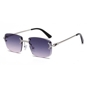 Lunettes de soleil rectangulaires sans monture SPUKA 1745, verres teintés dégradés, protection UV400, lunettes de soleil métalliques de luxe pour hommes et femmes, logo personnalisé - Product Image 2
