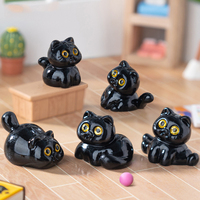 Figurines créatives en résine de chat noir miniature, ornements, breloques animaux minuscules, décorations de paysage, accessoires DIY
