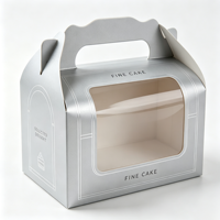 Boîte à pâtisserie portable avec fenêtre transparente pour emballage de gâteaux mousse, format personnalisable, finition mate, auto-érectible en carton