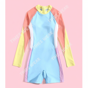 High Quality Customized Girls One-Piece Zipper Back Swimsuit Breathable Maternity Micro Bikini Cover Color Block Print Available - Product Image 1