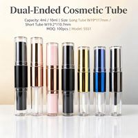 ISMAN Tube de rouge à lèvres et gloss double embout rond 2-en-1 vide 4ml 10ml, boîtier métallique transparent rotatif, cosmétique rechargeable en gros