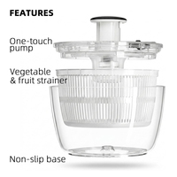 Keuken groente droogbak plastic handmatige slacentrifuge met transparant deksel antislip groente fruit centrifuge droger