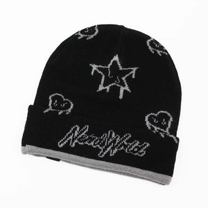 HKL0001 <strong>Blank</strong> Cuff Brimmed Acrylic Long <strong>Beanie</strong> Without logo <strong>Custom</strong> 3d Embroidery Leather Label Pearls Winter <strong>Beanie</strong> Knitted Hat - Product Image 2