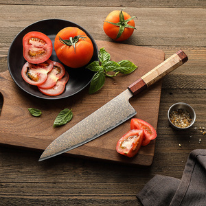 Nuovo Coltello da Chef Professionale da Cucina XINZUO Personalizzato in Acciaio Damasco con Rame e Manico Ottagonale in Legno di Sicomoro Figurato Tricolore - Product Image 4