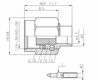 Connecteur coaxial SMA-JB3 de bonne performance pour fils et câbles semi-flexibles et semi-en acier RG402 RG141 Connecteur mâle SMA