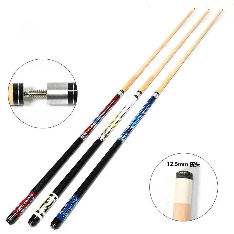 Fabriek Groothandel Amerikaanse Big Head Biljart Cue 1/2 Twee-Sectie Stalen Joint Snooker Negen-Ball Massief Hout 57-Inch Biljart Keu