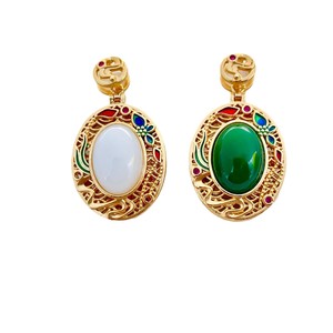 Colgante de Aleación de Cobre con Bisel de Piedra de Jade, Amuleto Unisex para Regalo, Origen Yiwu - Product Image 5