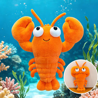 Peluche Homard aux Grands Yeux Moelleuse, Deux Tailles, Orange, Crustacé en Peluche, Coussin Apaisant pour Dormir, Service Personnalisé Disponible