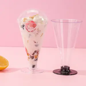 Taza de pie de decoración de fiesta reutilizable de plástico de grado alimenticio PC PS 3oz 5oz tazas de copa de helado