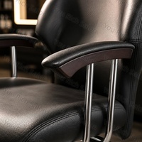 Fauteuil de Barbier Inclinable Hydraulique avec Base Ronde Chromée en Cuir PU pour Salon de Coiffure Hommes