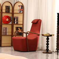 Fauteuil de loisirs en bois massif, fauteuil d'appoint rembourré, canapé simple moderne italien pour salon, hôtel