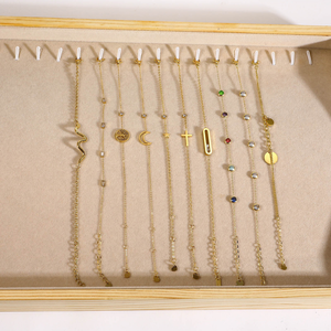 Braccialetti in acciaio inossidabile con zircone geometrico con croce di luna placcato in oro per donna gioielli di moda da donna - Product Image 3