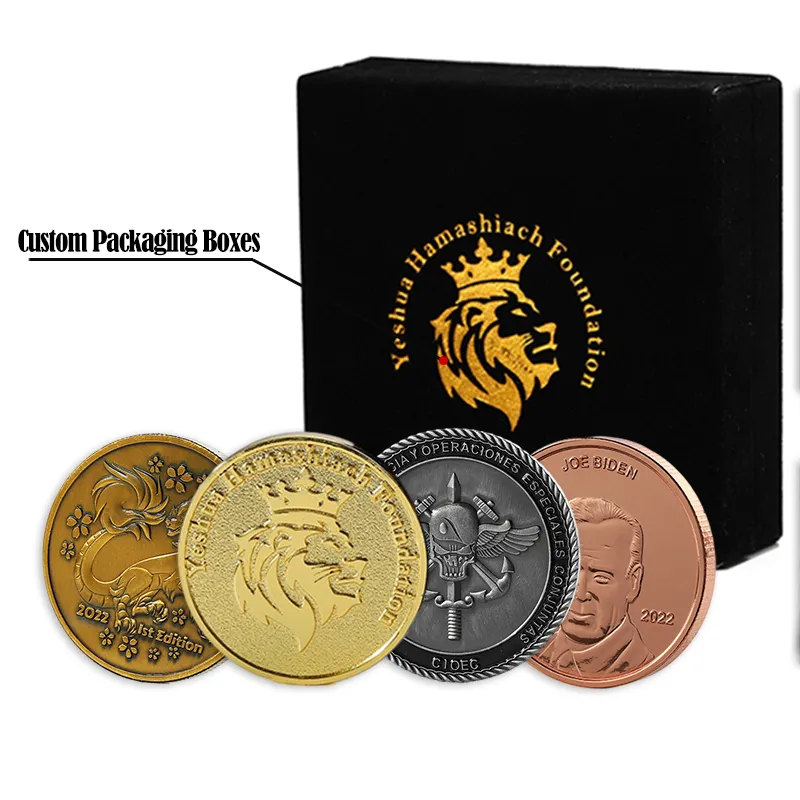 Fabricante personalizado Moneda de Metal Reversible impreso troquelado 3D moneda alta calidad latón oro plata cobre desafío monedas