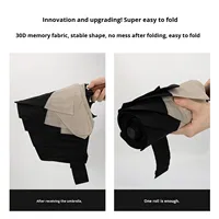 [Fini les sacs à dos mouillés] Parapluie pliant de protection dorsale kaki et noir, protection UV, 55 cm, grand format, pour hommes, trajets quotidiens, école, simple et élégant