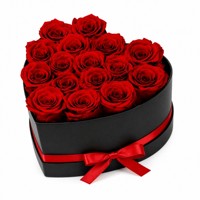 Boîte cadeau en forme de cœur avec 16 roses éternelles, rose éternelle, cadeau de la Saint-Valentin pour petite amie, épouse, arrangement floral romantique