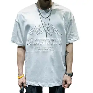 Men's Casual100% Cotton T-Shirt Steel Printing Loose Short Sleeve Fashion Brand Large Size Half Sleeve for All Matching