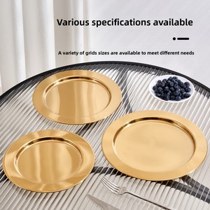 Piatto Piano di Lusso in Acciaio Inossidabile 304, Piatto Rotondo in Metallo Oro e Argento per Servire Bistecche e Dolci in Stile Occidentale - Product Image 4