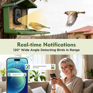 กล้อง AI Smart Bird Feeder ความละเอียด <span class=keywords><strong>4K</strong></span> UHD ใช้พลังงานแสงอาทิตย์ บ้านดูนกพร้อมระบบตรวจจับความเคลื่อนไหว PIR ควบคุมผ่านแอพ WiFi เหมาะสำหรับเป็นของขวัญ - Product Image 3