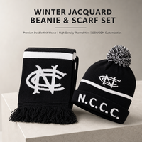 Ensemble bonnet et écharpe tricotés avec motif lettres personnalisées Highfly, broderie 3D, pompon, rayures blanches, logo jacquard, hiver, plage, voyage, OEM