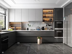 CBMmart - Cocina Moderna con Encimera para el Hogar o Apartamento, Diseños de Muebles de Cocina, Laca Blanca de Alto Brillo - Product Image 3