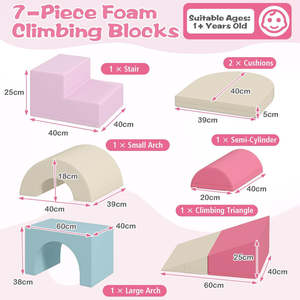 Juego de 7 Bloques de Espuma Suave para Escalar para Bebés y Niños Pequeños, con Cubierta Extraíble de Cuero PU para Área de Juegos Interior - Product Image 2