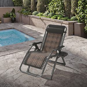 <span class=keywords><strong>Chaise</strong></span> <span class=keywords><strong>longue</strong></span> zéro gravité pliable en métal et rotin PE, réglable, pour extérieur, piscine, plage et loisirs - Product Image 1