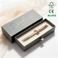 Boîte en carton rigide de style tiroir avec impression personnalisée de marque pour papeterie, stylo, journal, invitation, emballage cadeau avec insert en EVA