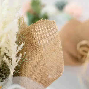 Rollo de tela de lino Floral para mesa de boda, 100%