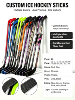 Bâton de hockey sur glace professionnel en fibre de carbone ergonomique léger de haute qualité pour l'entraînement et la compétition pour adolescents et adultes